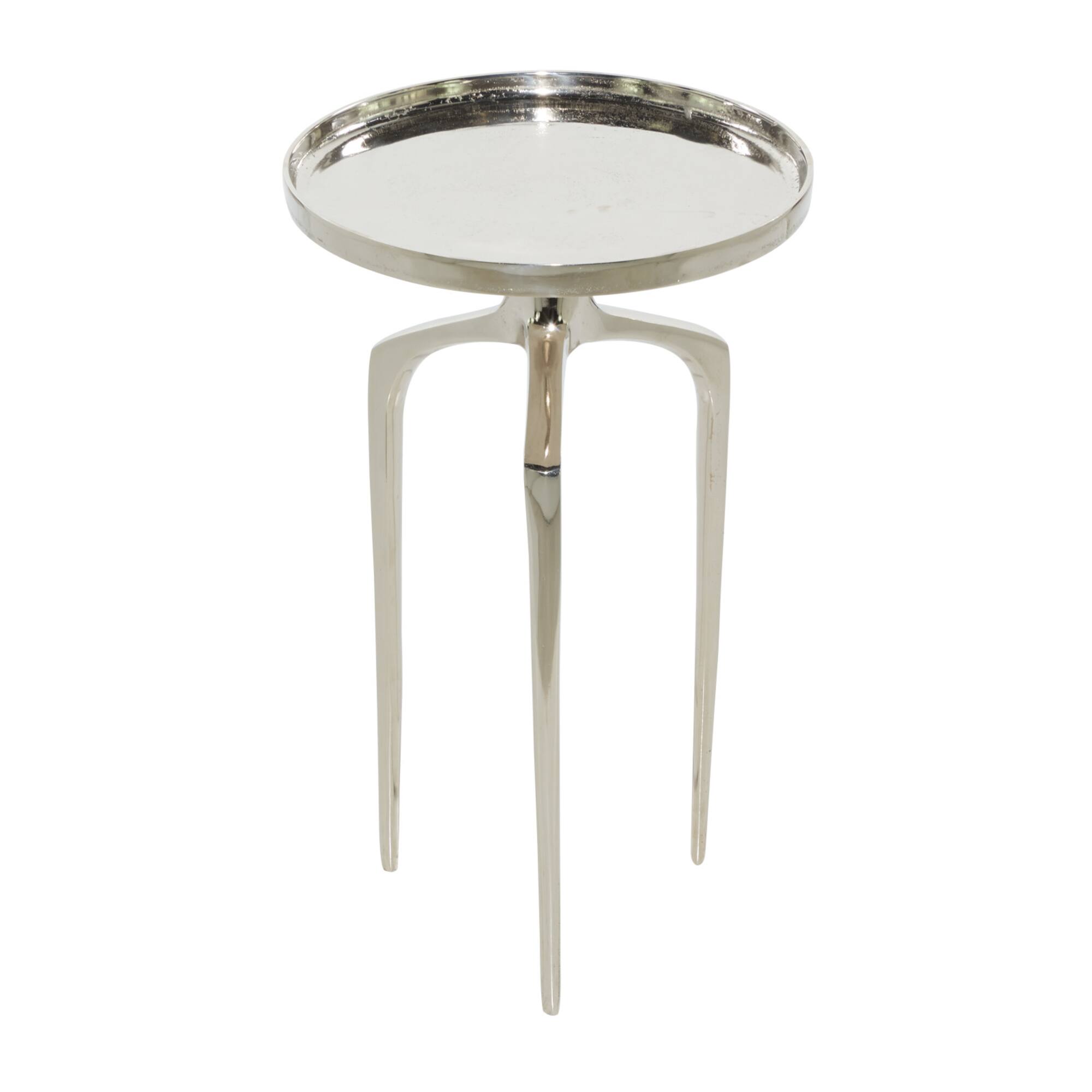 13" Contemporary Round Silver Raised Edge Accent Table